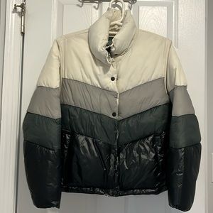 multi color puffer coat